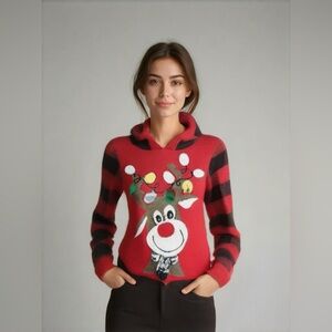 Women’s Christmas Sweater With Hood Size Small